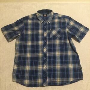 Phat Farm Vintage Short Sleeve Button Up Shirt Mens XXL Blue Plaid